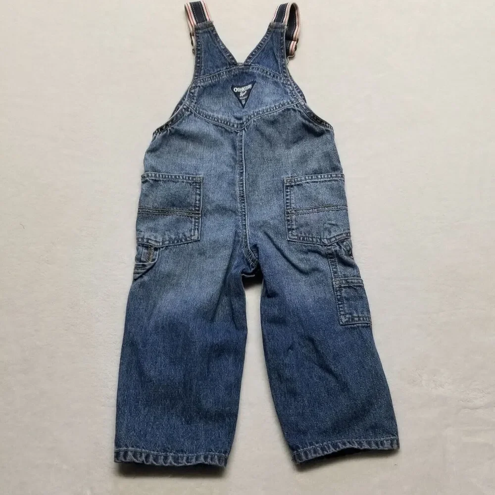 Oshkosh B’gosh 12-18 mo Bib Overalls Classic Snap Legs Adjustable Straps
